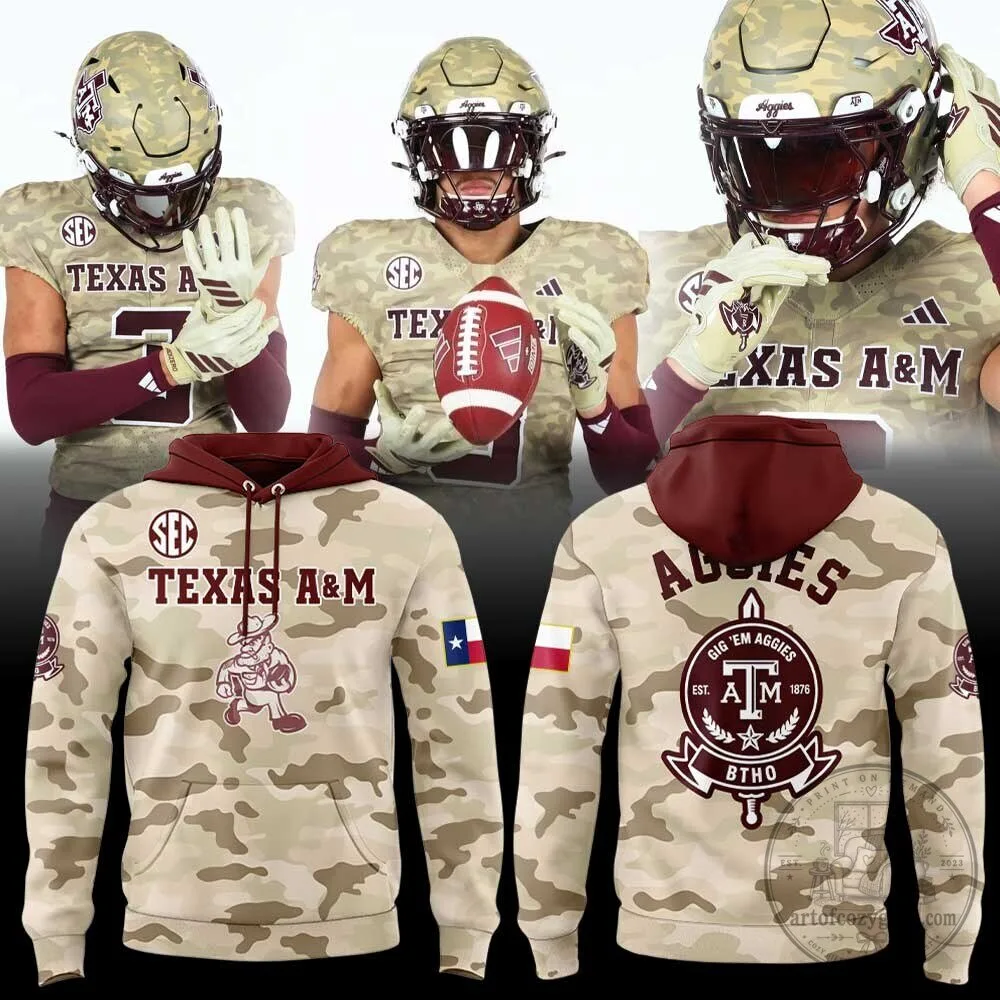 Texas A&M Aggies Football Team Honor Support Camouflage Hoodie