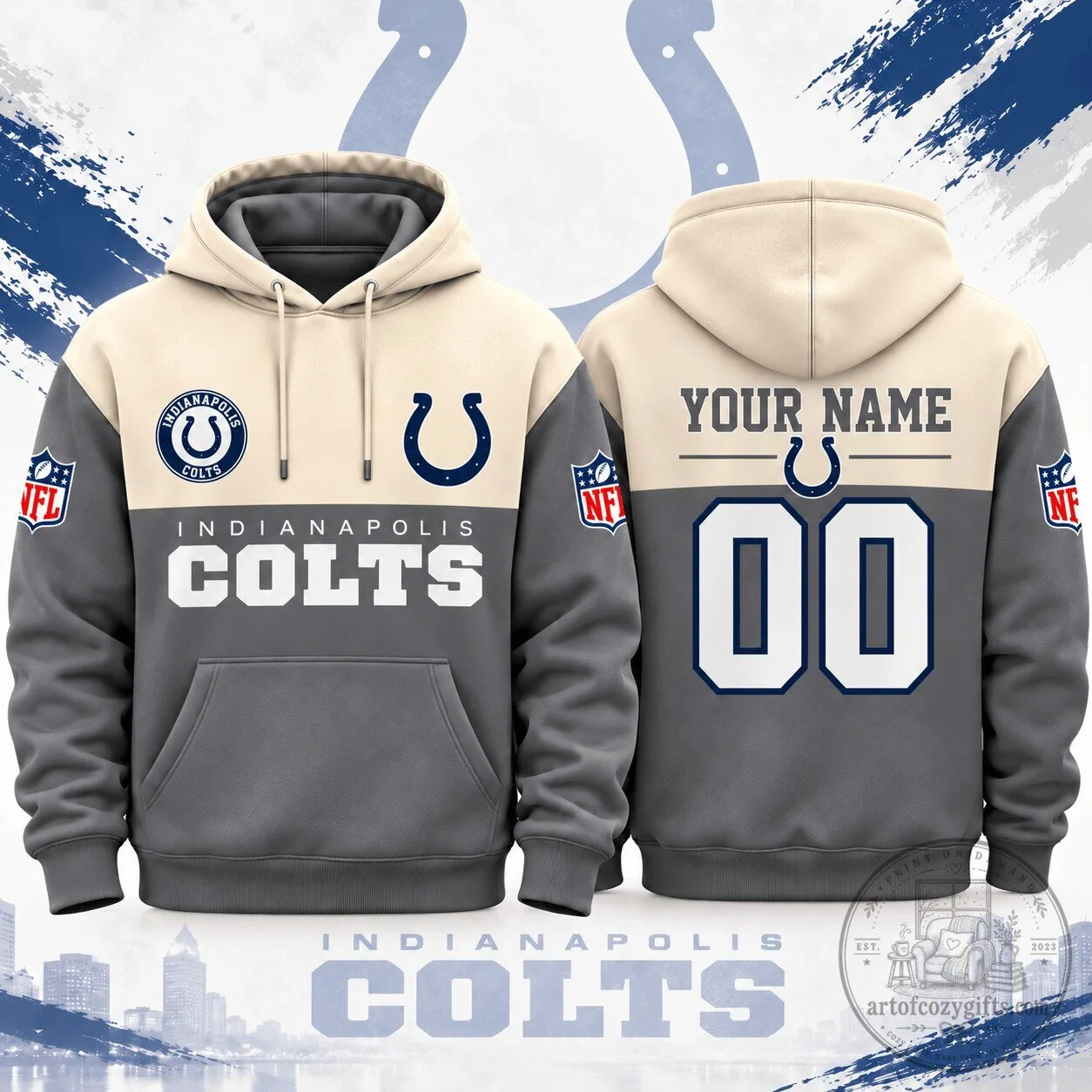 Indianapolis Colts Custom Name and Number Football Team Hoodie