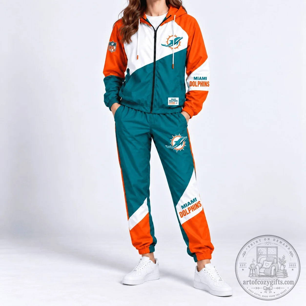 Miami Dolphins NFL Team Training Days Slash Tracksuit Jacket and Pants Set
