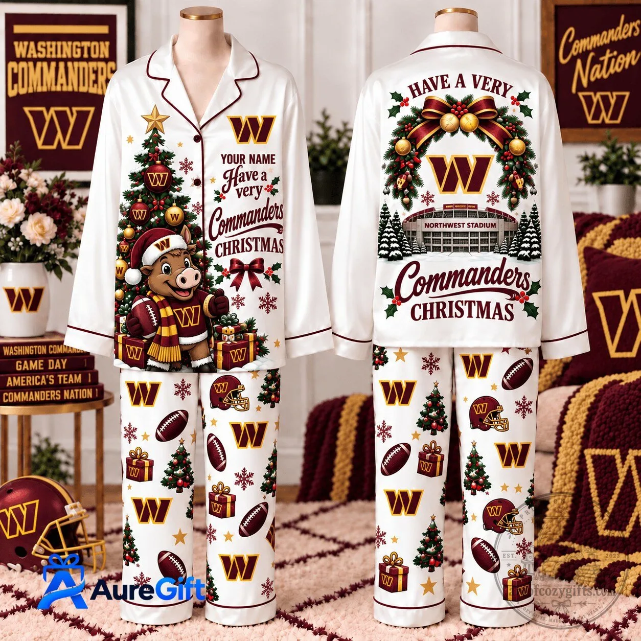 Washington Commanders Christmas Holiday Personalized Pajamas Set