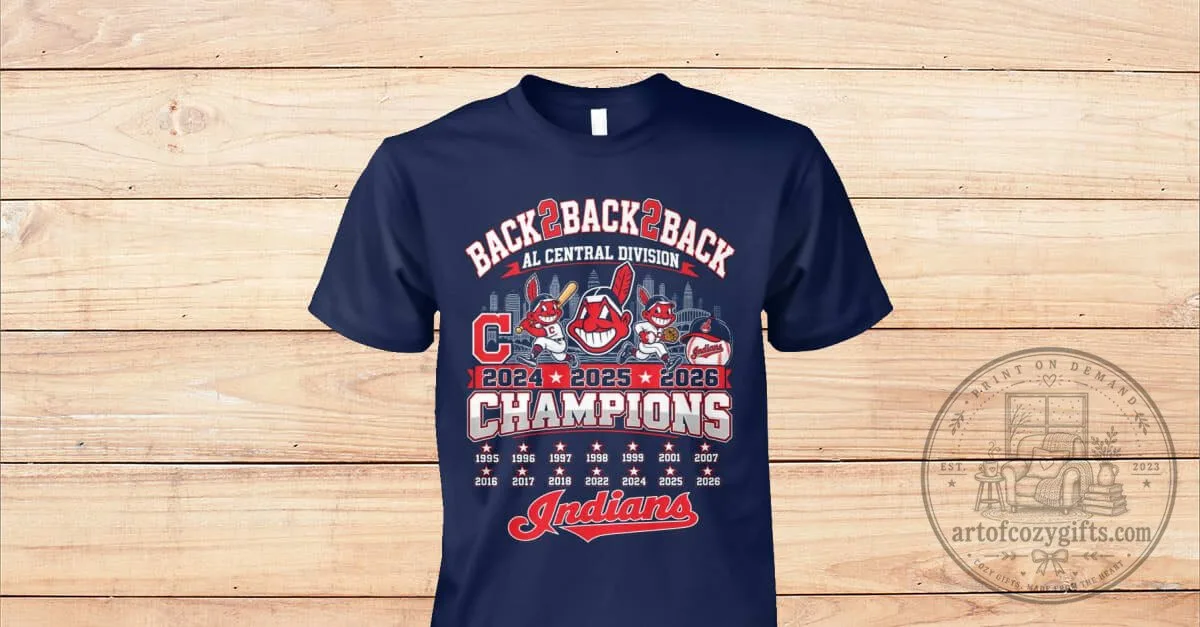 Cleveland Indians Back To Back To Back AL Central Division Champions T-Shirt
