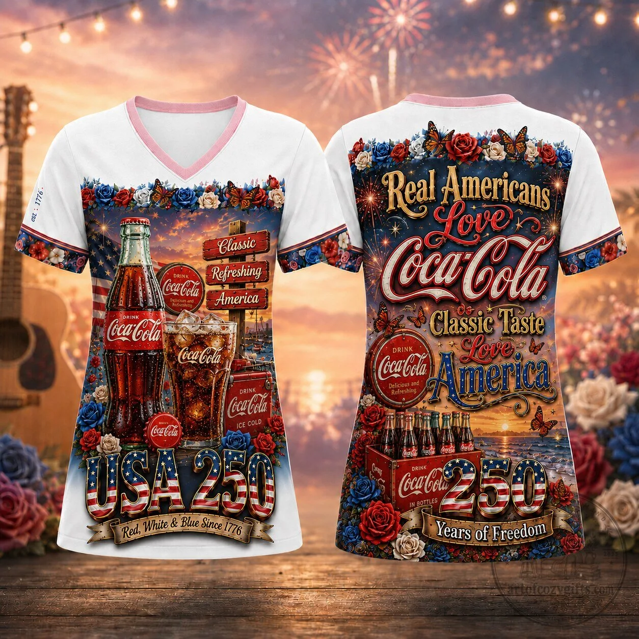 Fourth of July Coca Cola Classic Taste USA 250 Years of Freedom T-Shirt