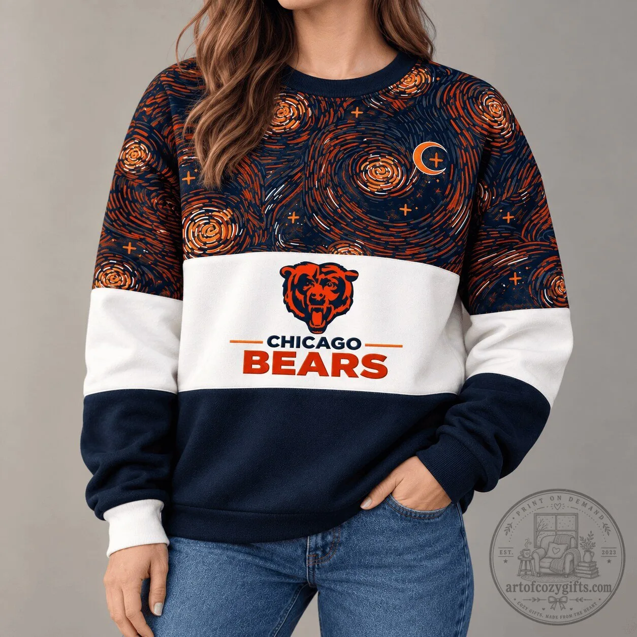 Chicago Bears National Football League Team Starry Night Design Sweatshirt