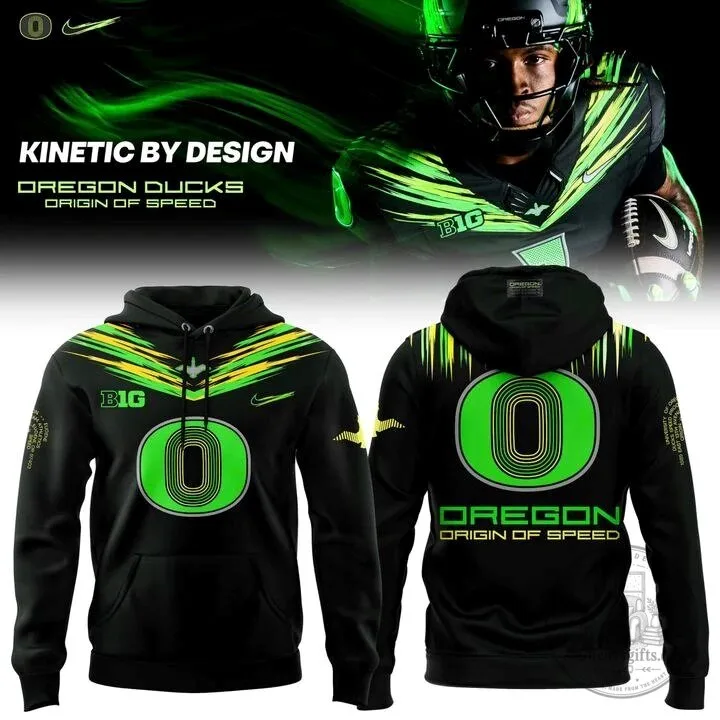 Oregon Ducks Origin of Speed Football Team Black and Green Hoodie