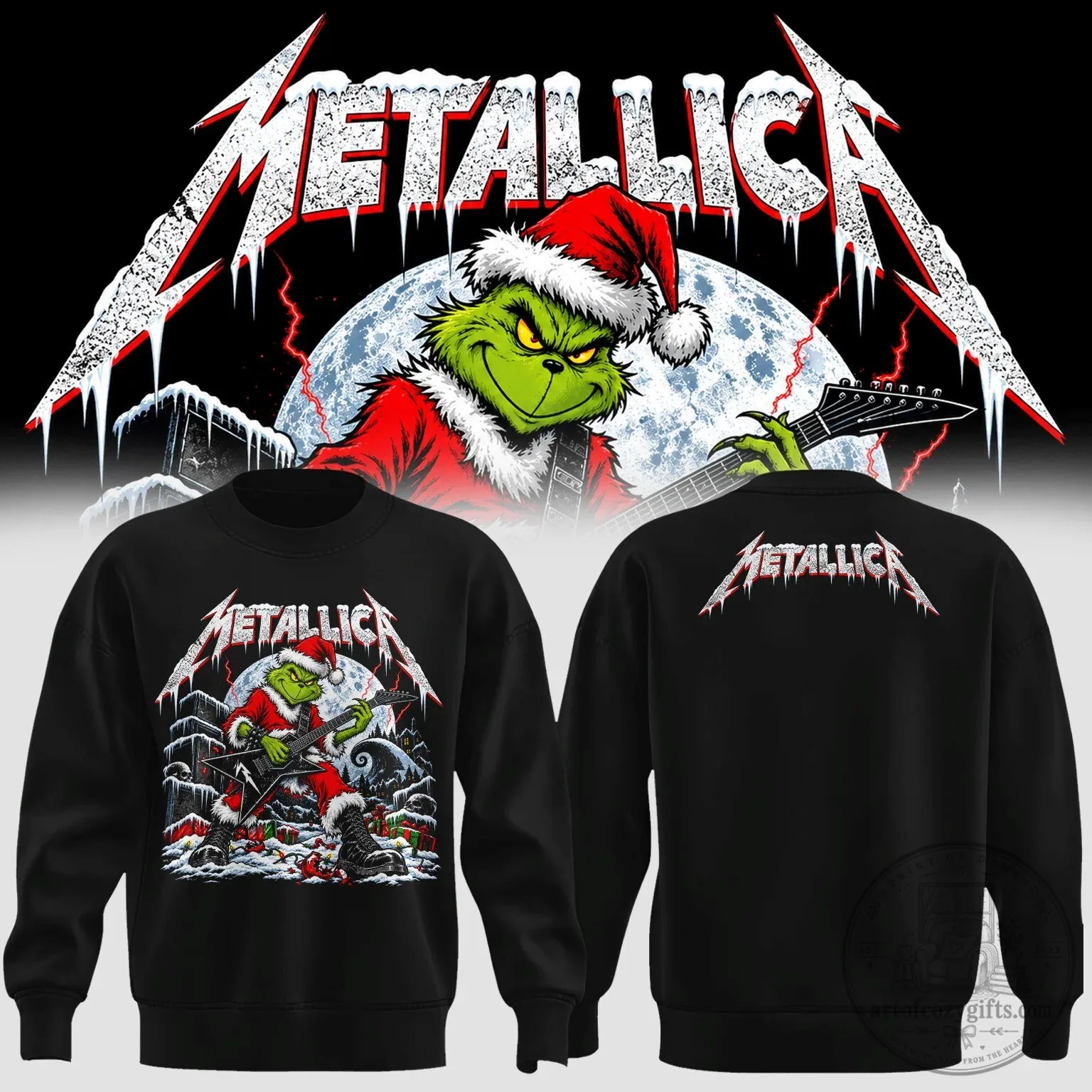 Metallica Grinch Christmas Holiday Rock Band Music Fan Sweatshirt