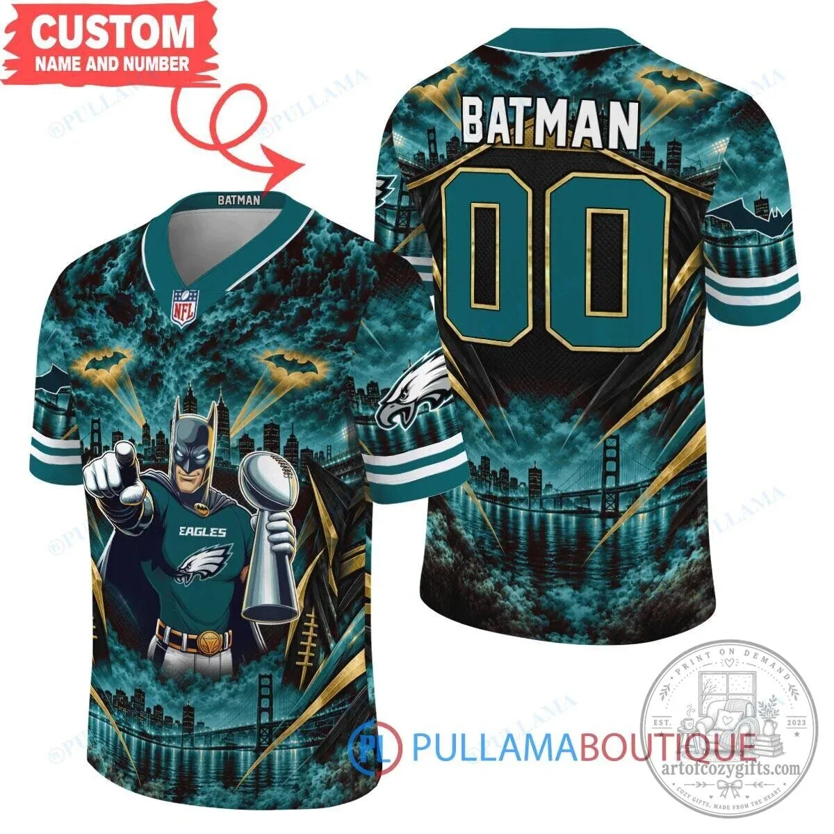Philadelphia Eagles Batman Super Bowl Trophy Football Jersey