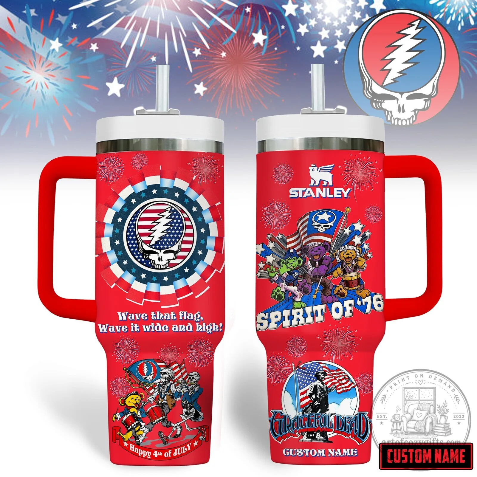 Grateful Dead Independence Day Spirit Of 76 Stanley Tumbler With Handle