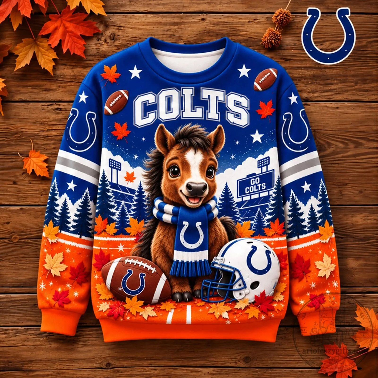 Indianapolis Colts Cute Horse Mascot Autumn Football Ugly Christmas Sweater