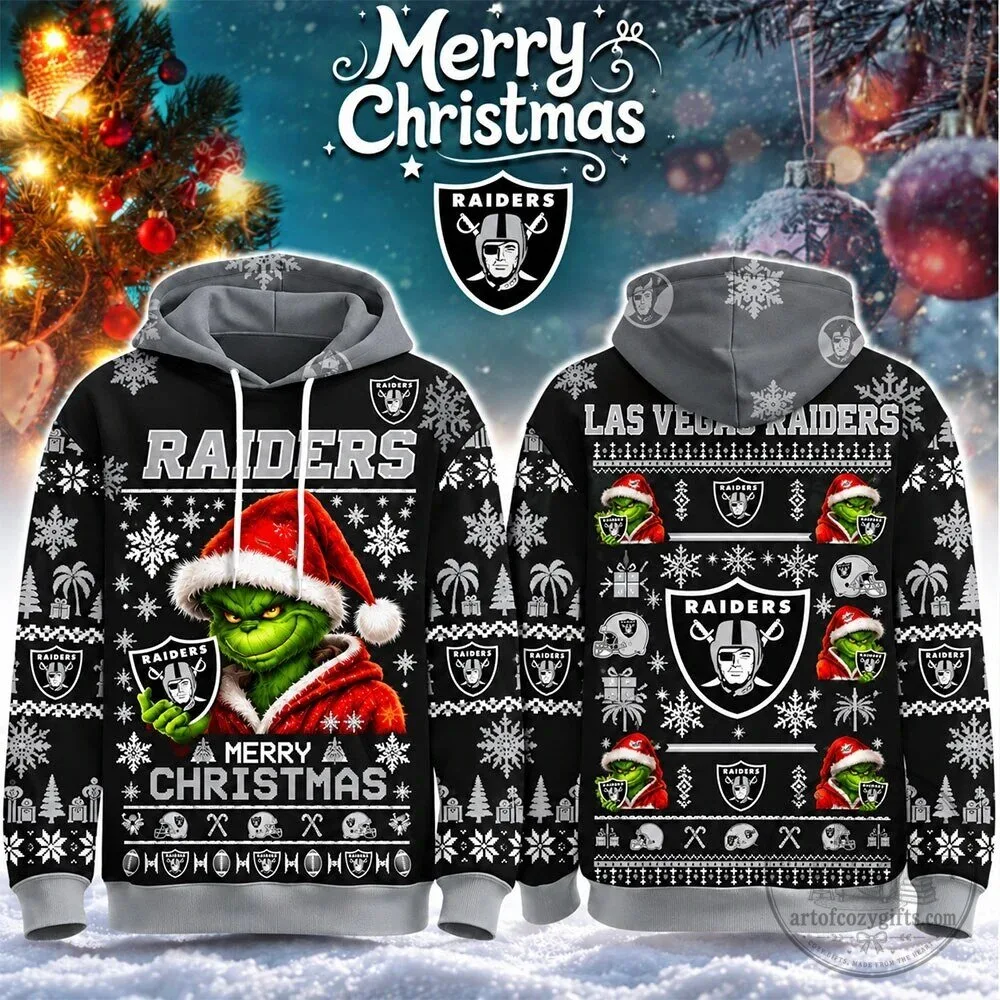 Las Vegas Raiders Grinch Merry Christmas Ugly Sweater Style Hoodie