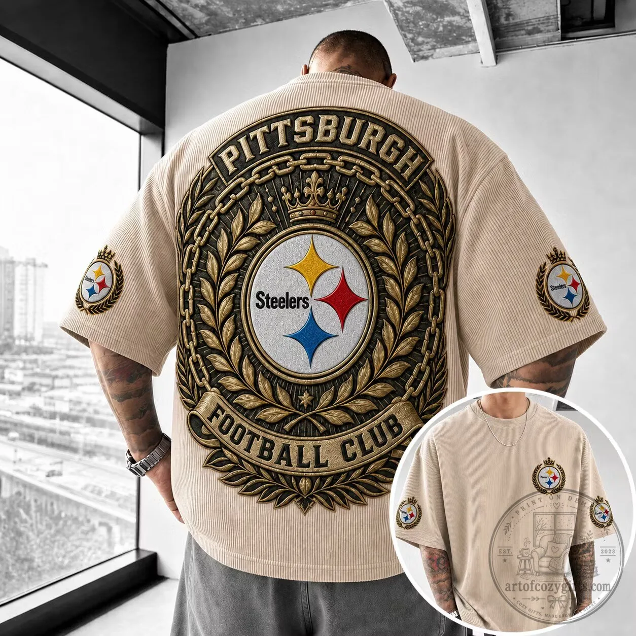 Pittsburgh Football Club Steelers Vintage Style Oversized T-Shirt
