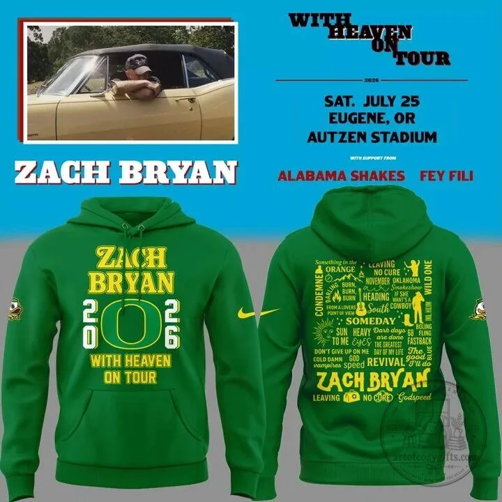 Zach Bryan Oregon Football With Heaven On Tour Hoodie