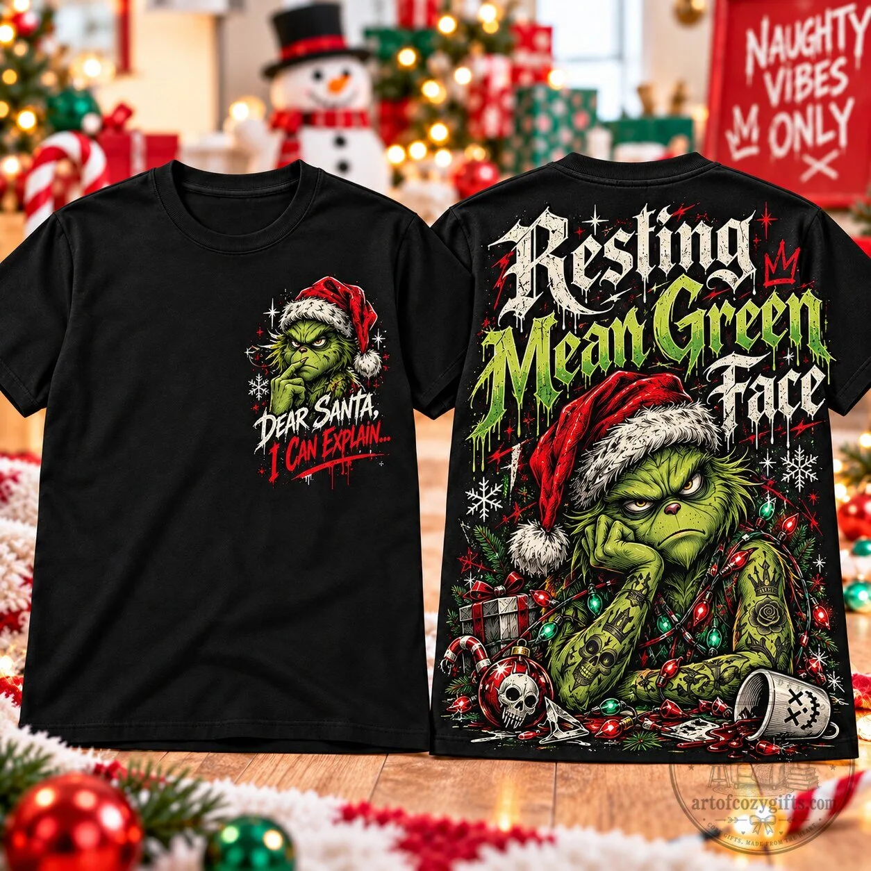 Resting Mean Green Face Grinch Christmas Holiday T-Shirt