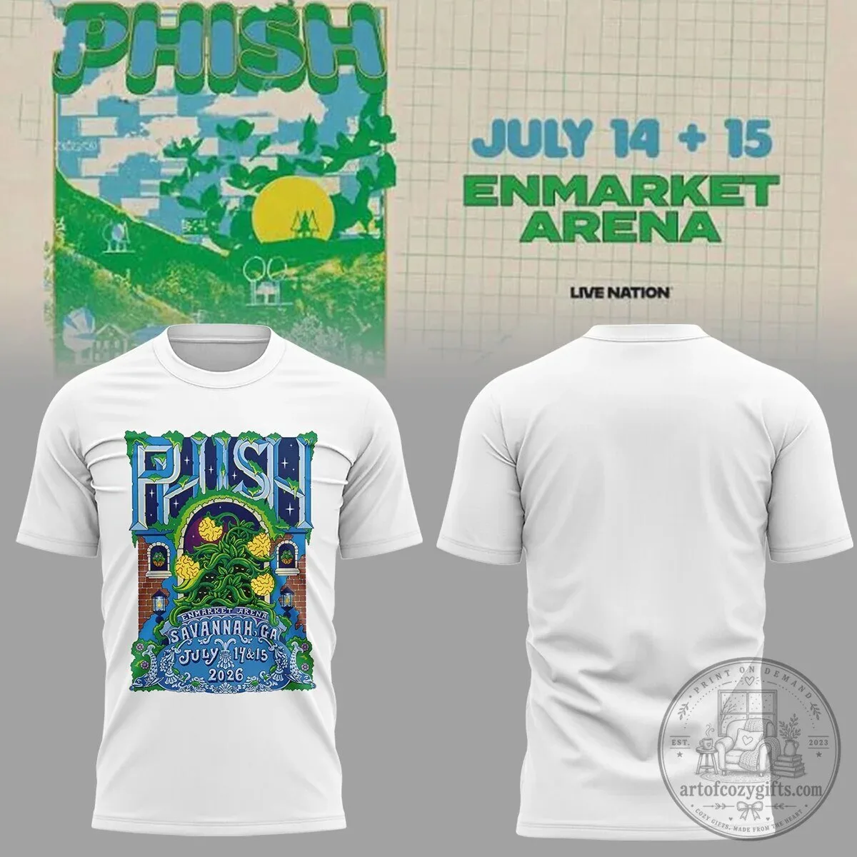 Phish Enmarket Arena Savannah Georgia July 2026 Concert Tour Graphic T-Shirt