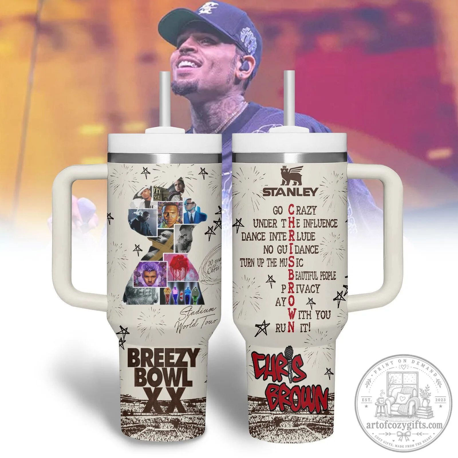 Chris Brown Breezy Bowl Tour Stanley Tumbler