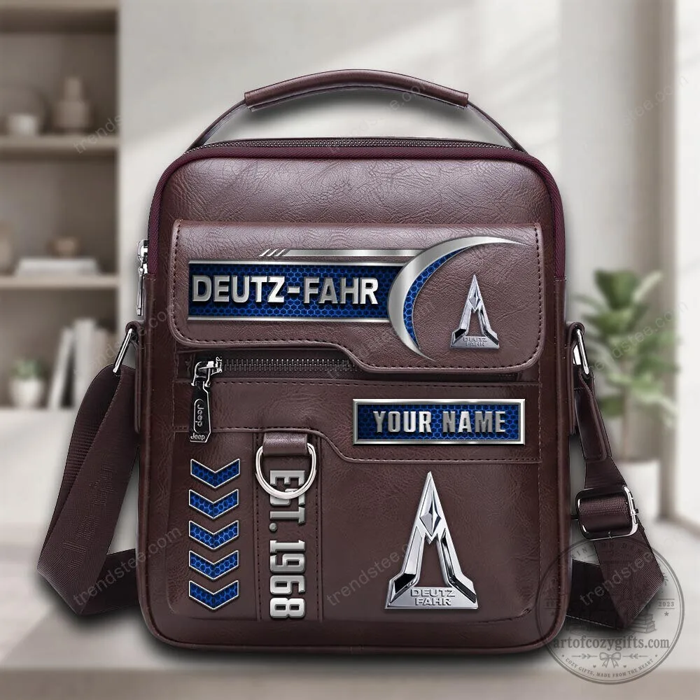 Deutz-Fahr Personalized Brown Leather Shoulder Bag