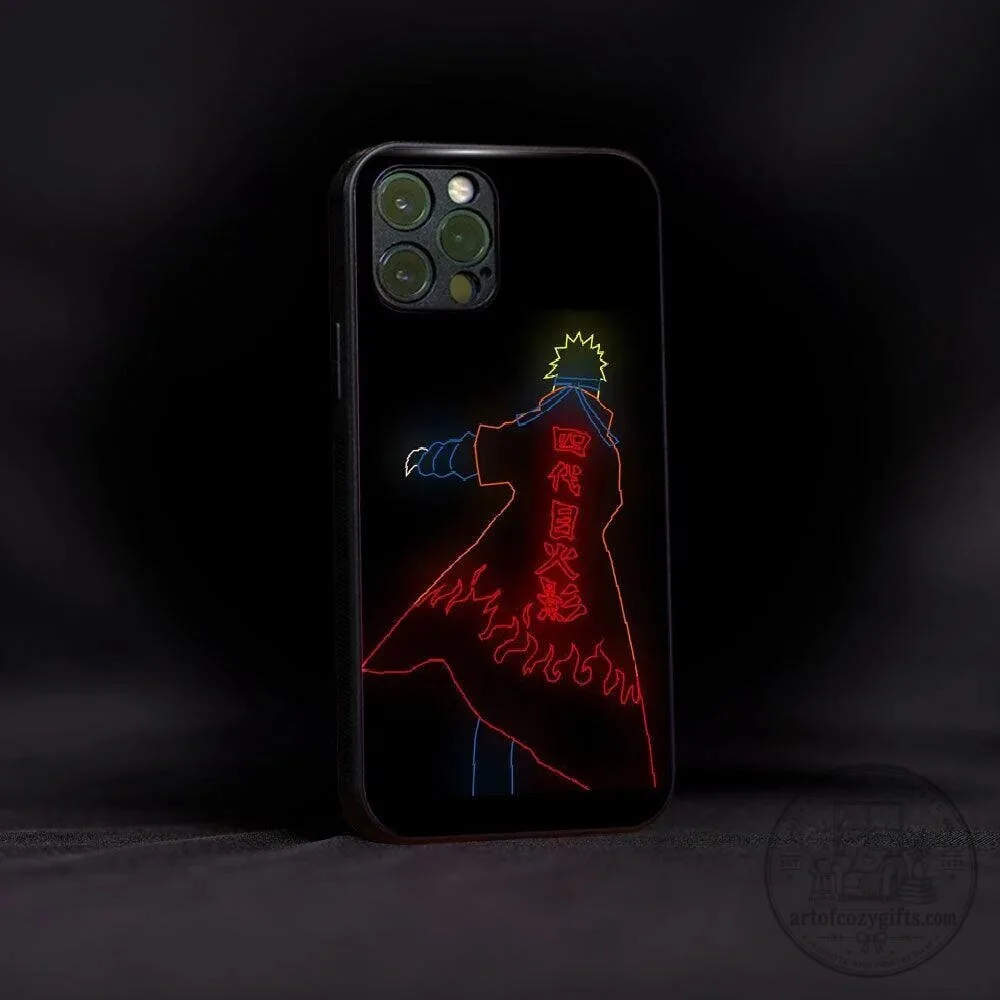 Naruto Minato Namikaze Neon Silhouette Anime iPhone Phone Case