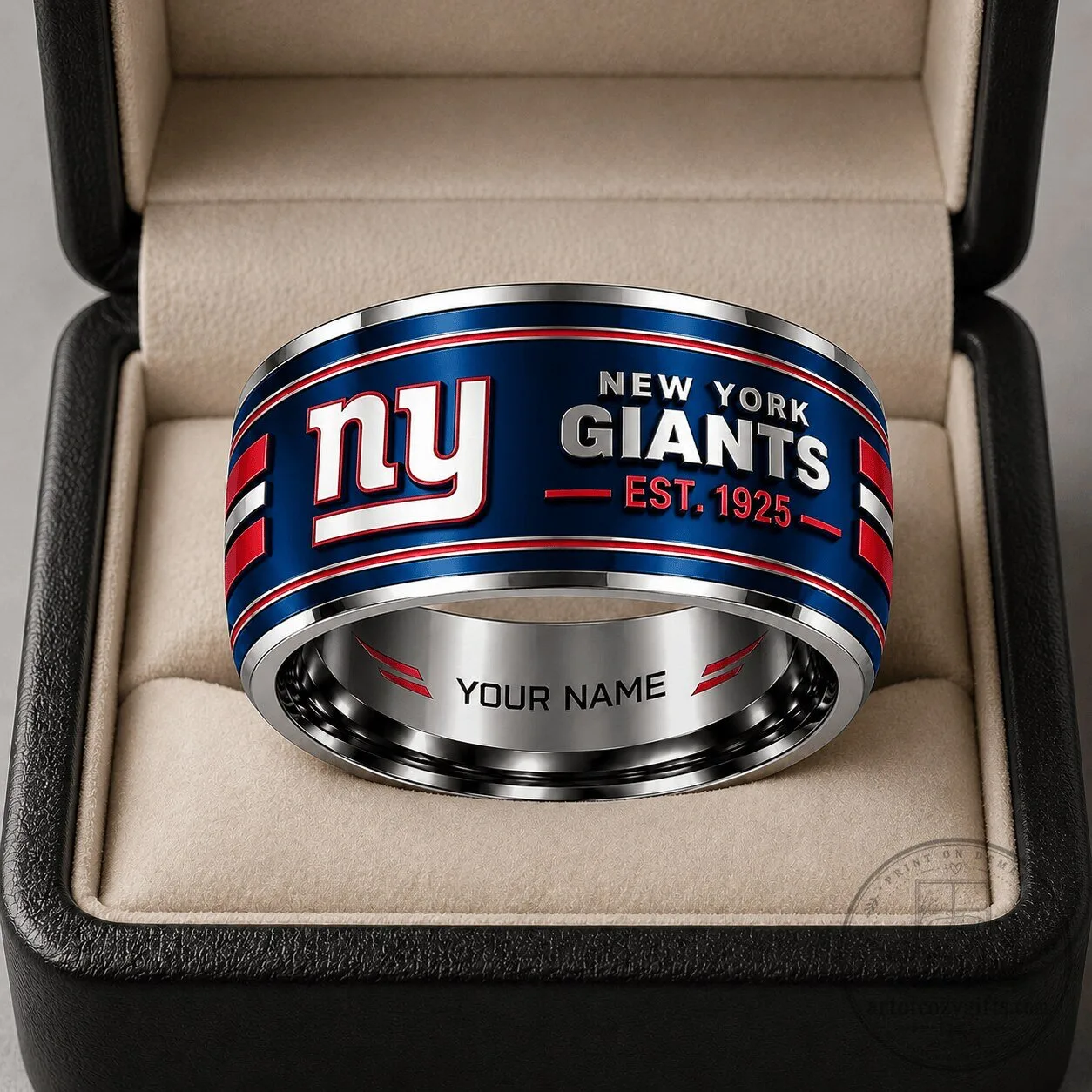 New York Giants Personalized Tungsten Ring