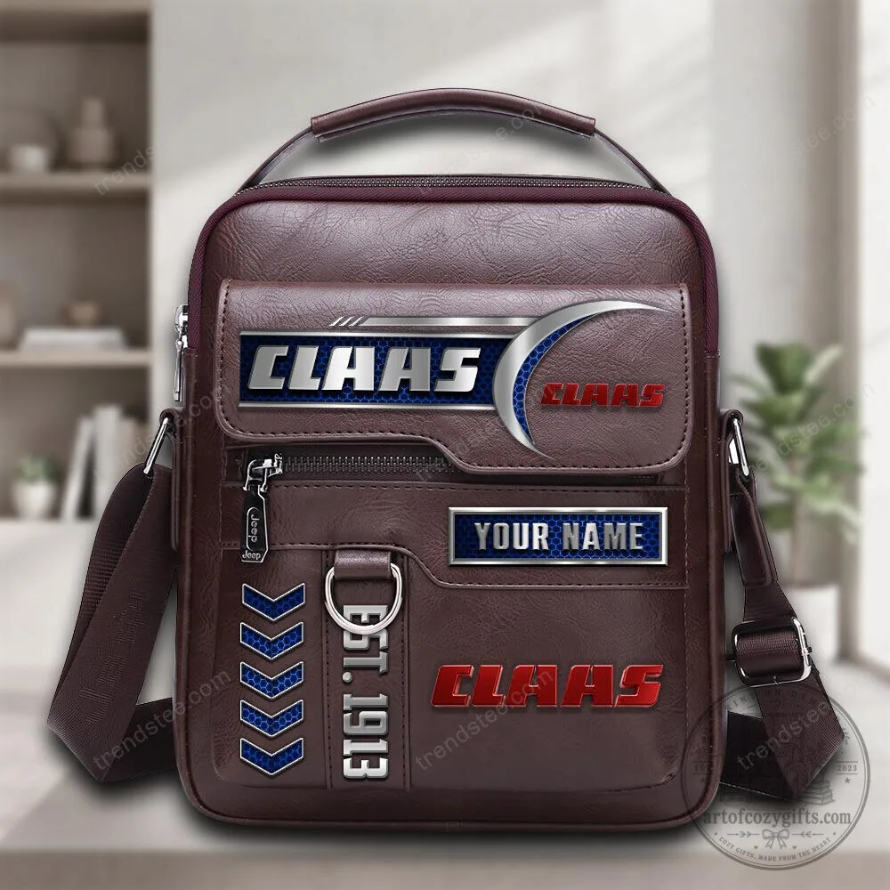 Claas Personalized Name Brown Leather Crossbody Bag