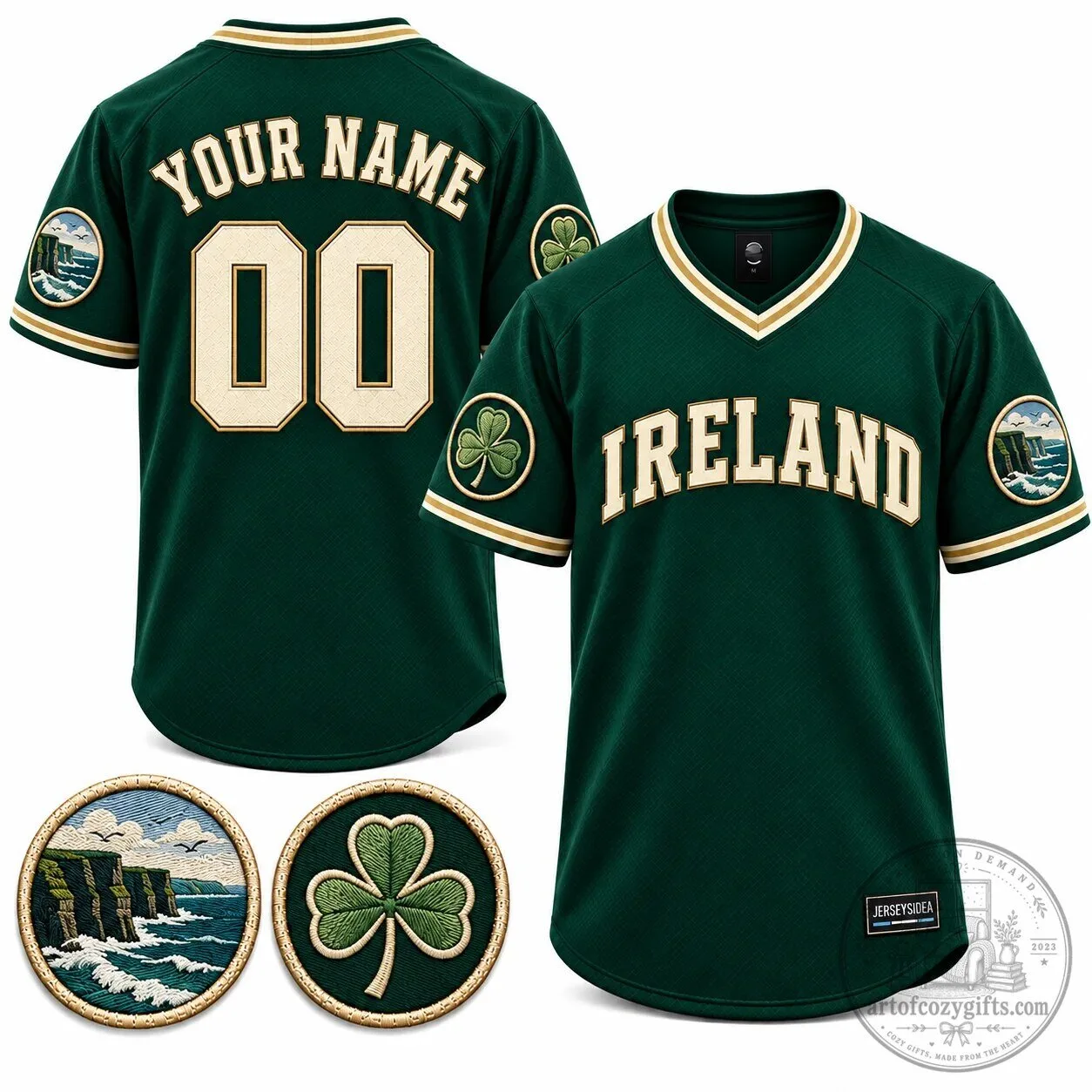 Ireland National Team Custom Name and Number Baseball Jersey
