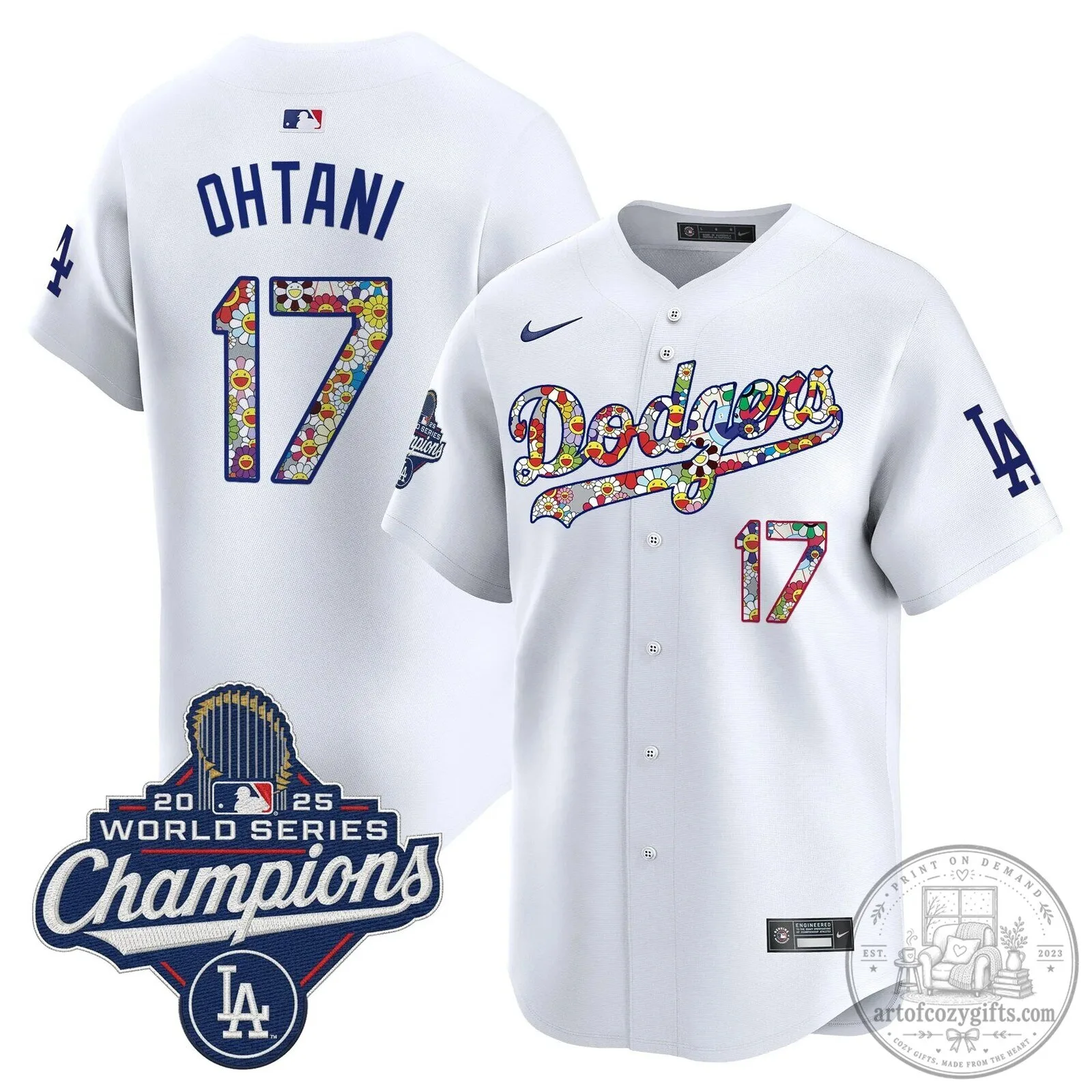 Shohei Ohtani World Series Champions Jersey by Takashi Murakami for Los Angeles Dodgers