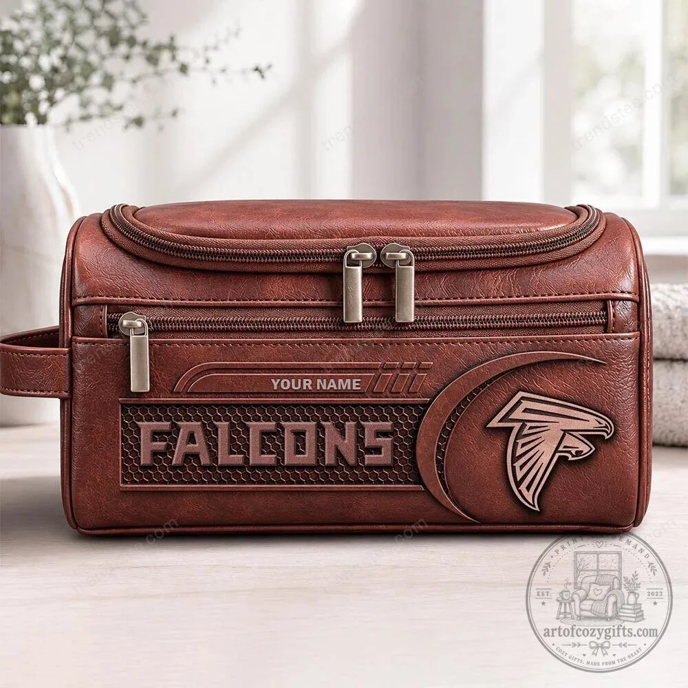Atlanta Falcons Personalized Leather Toiletry Bag