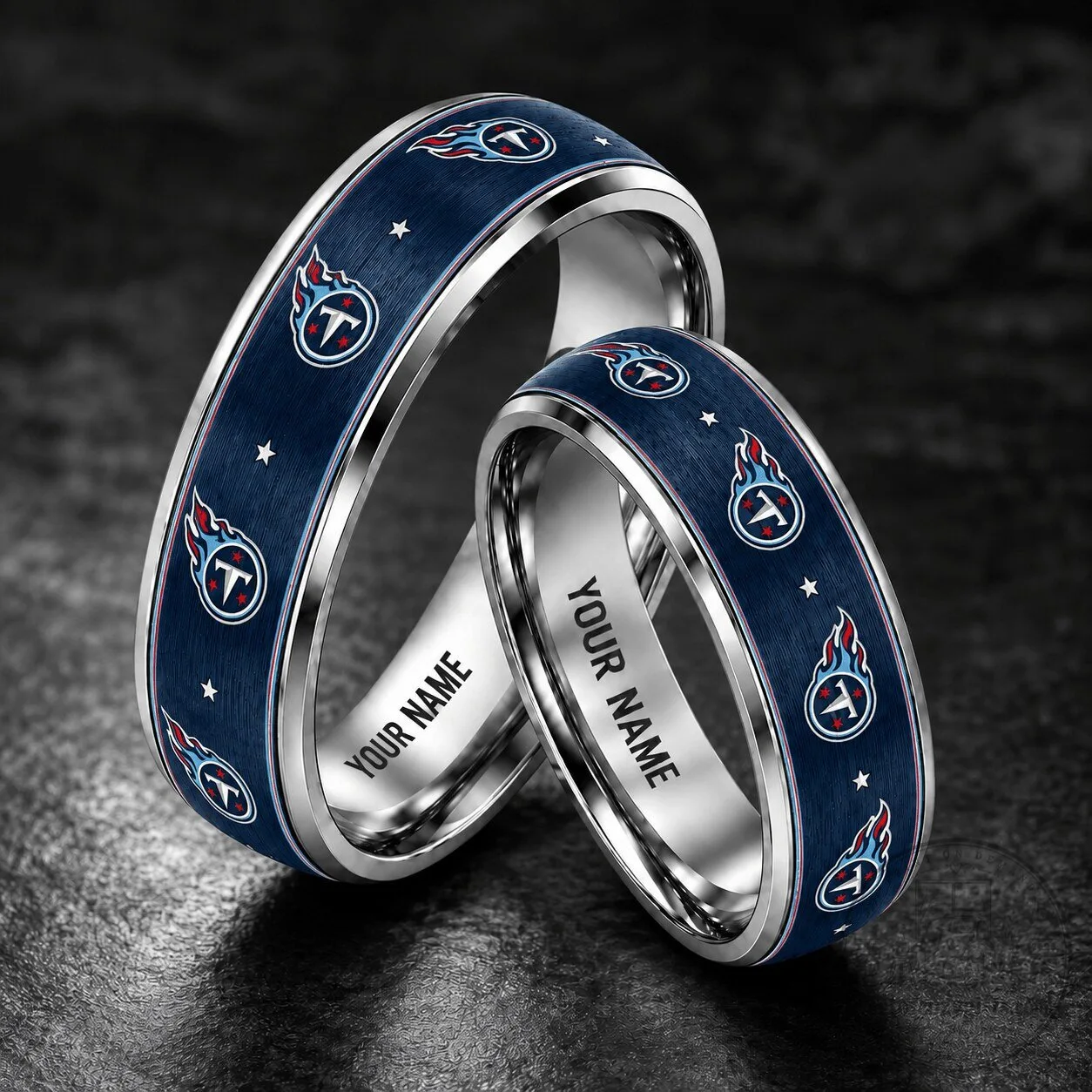 Tennessee Titans Personalized Silver Tungsten Ring