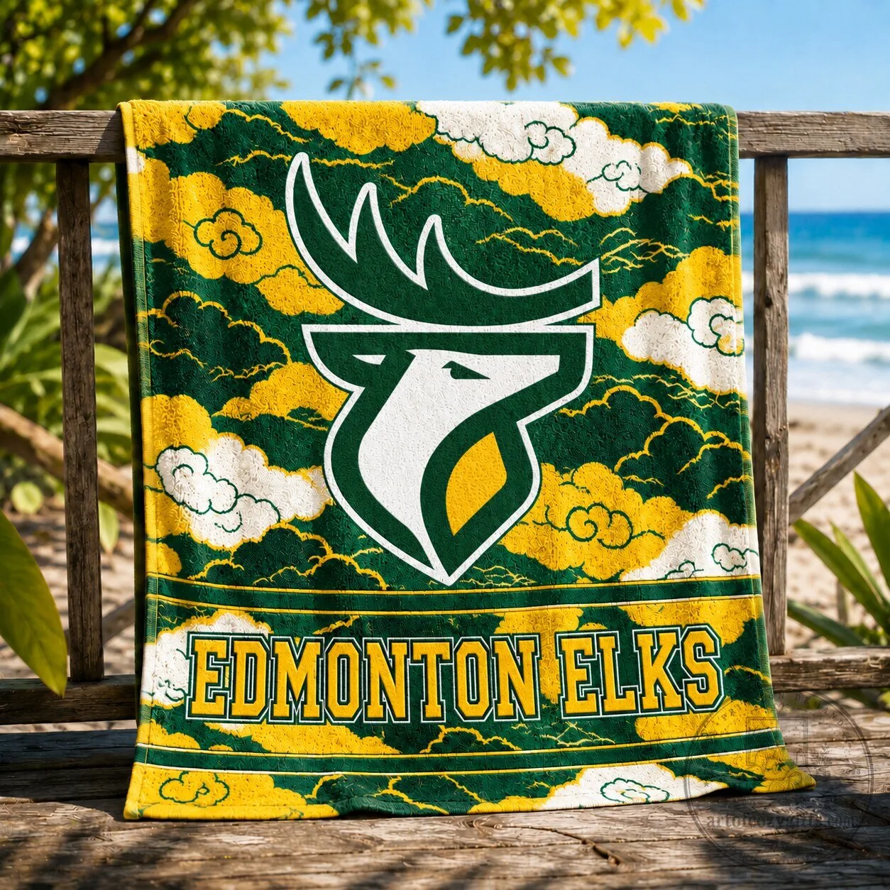Edmonton Elks CFL Football Team Logo Beach Towel