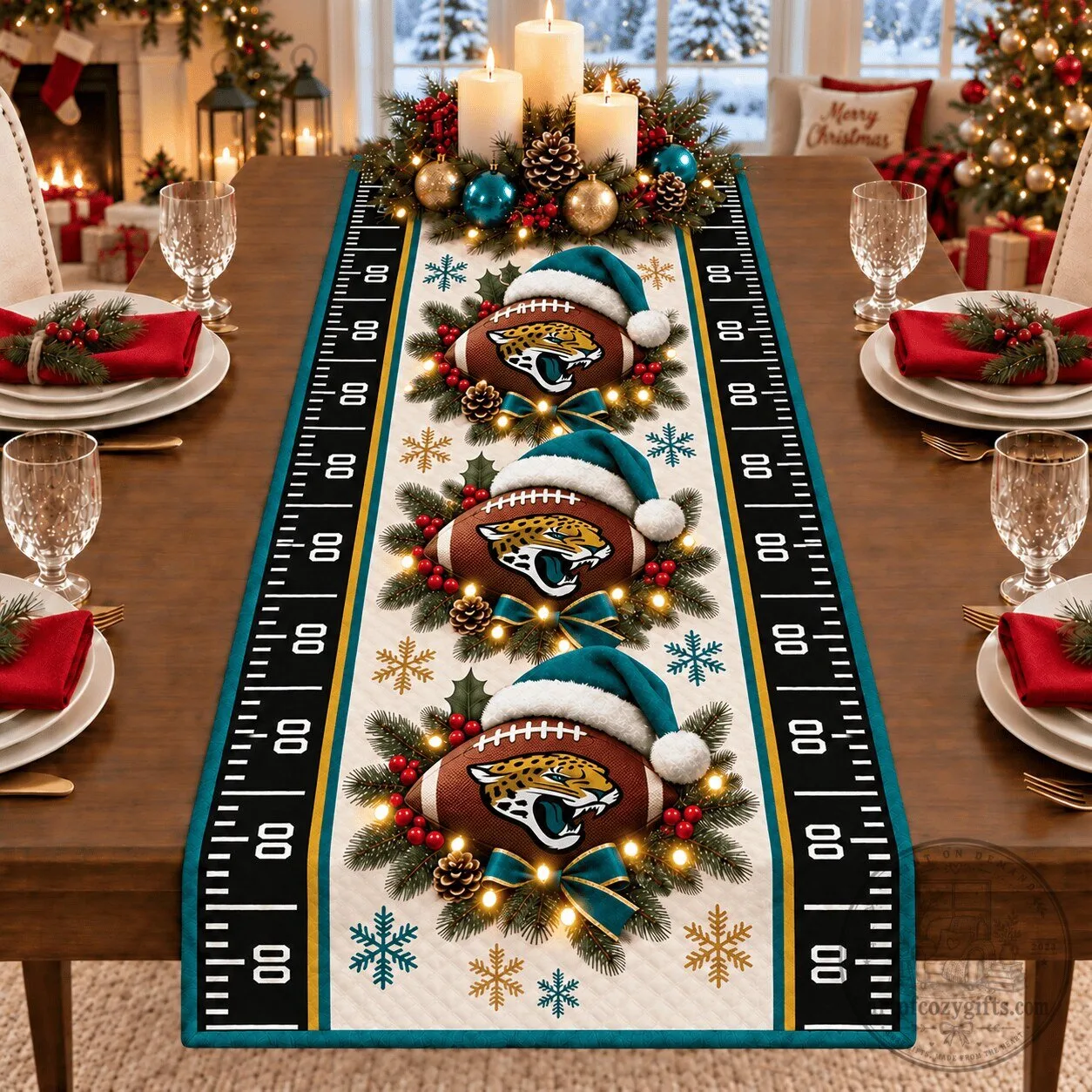 Jacksonville Jaguars Christmas Football Table Runner for Dining Room Decor