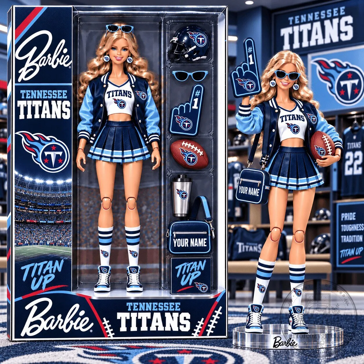 Tennessee Titans Barbie Doll with Football Accessories and Outfit