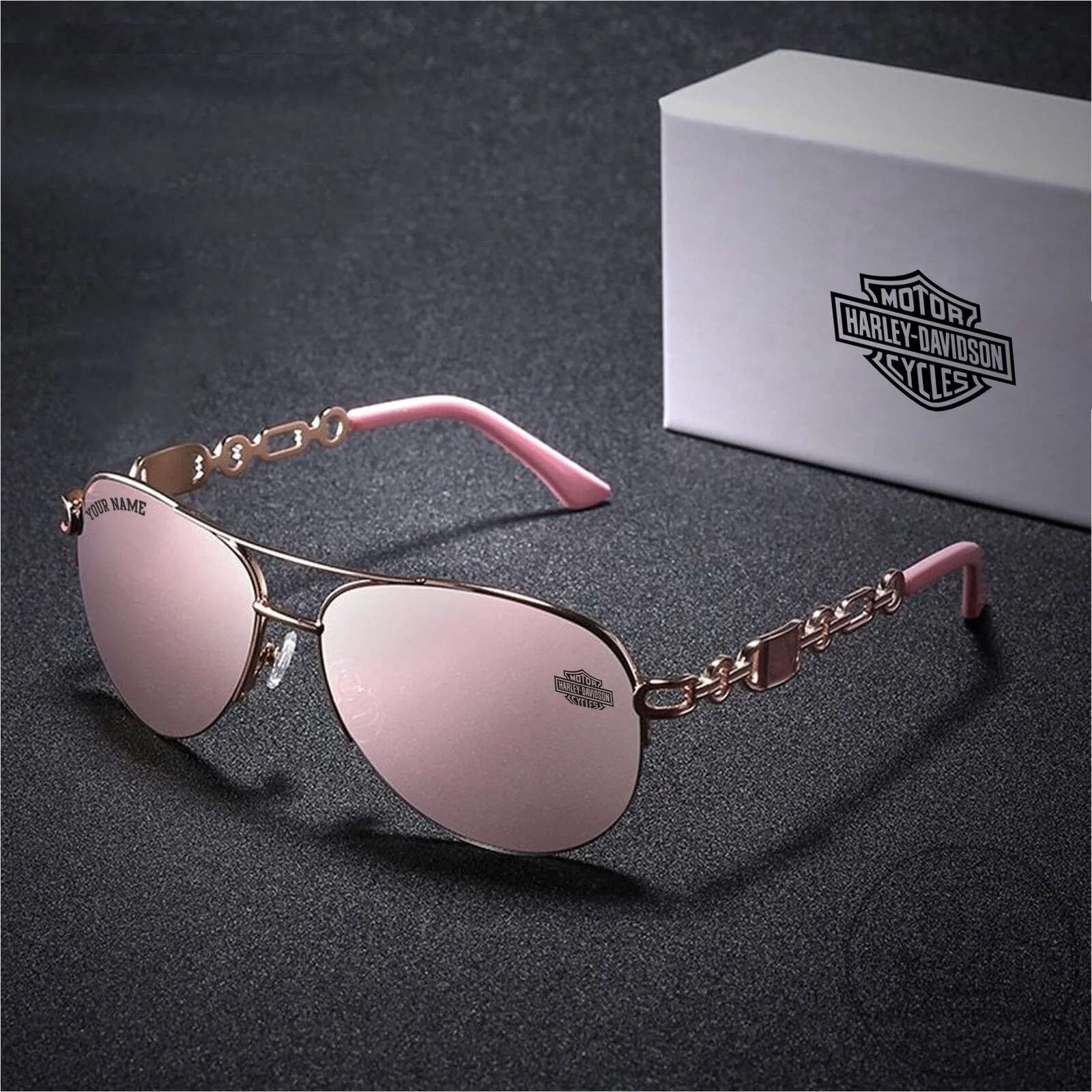 Harley-Davidson Pink Aviator Style Polarized Fashion Sunglasses