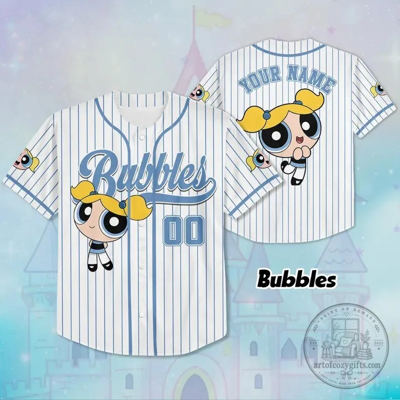 Bubbles The Powerpuff Girls Cartoon Character Baseball Jersey