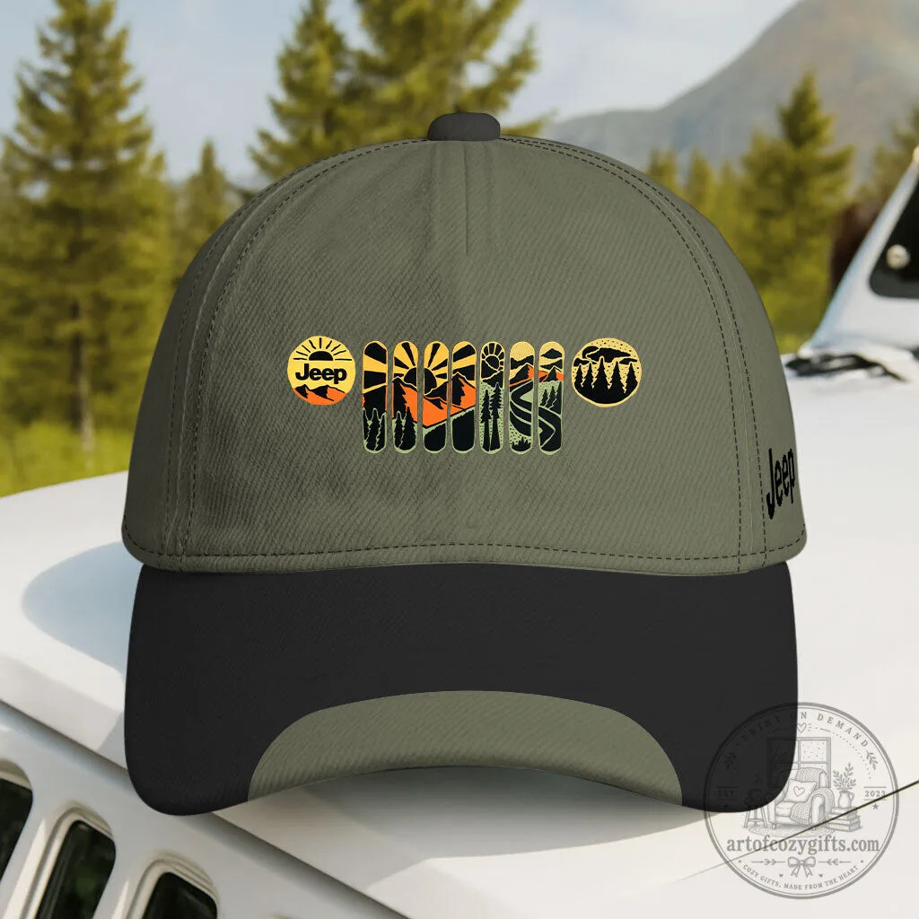Jeep Mountain Grille Offroad 4x4 Adventure Baseball Cap Hat