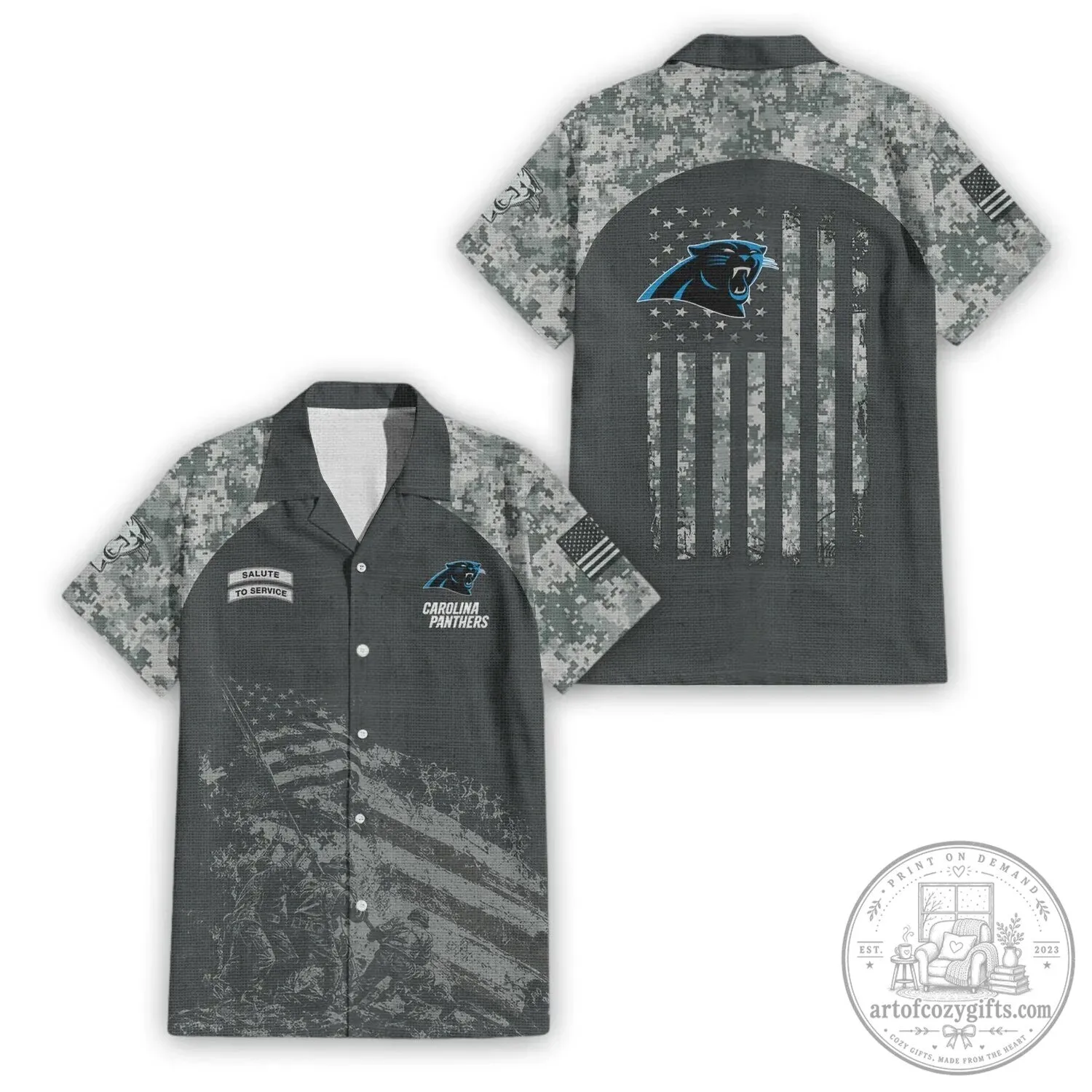 Carolina Panthers Salute To Service American Flag Hawaiian Shirt