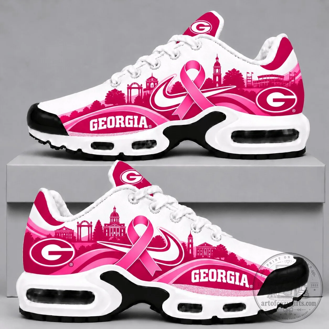 Georgia Bulldogs Pink Ribbon Breast Cancer Awareness Sneakers