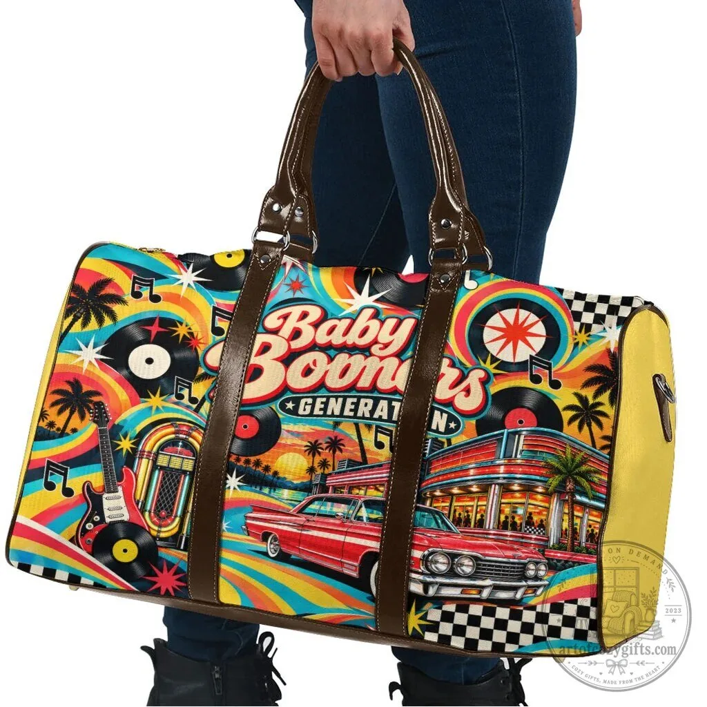 Baby Boomers Generation Vintage Retro Classic Car And Vinyl Records Travel Bag 7 Baby Boomers Generation Vintage Retro Classic Car And Vinyl Records Travel Bag