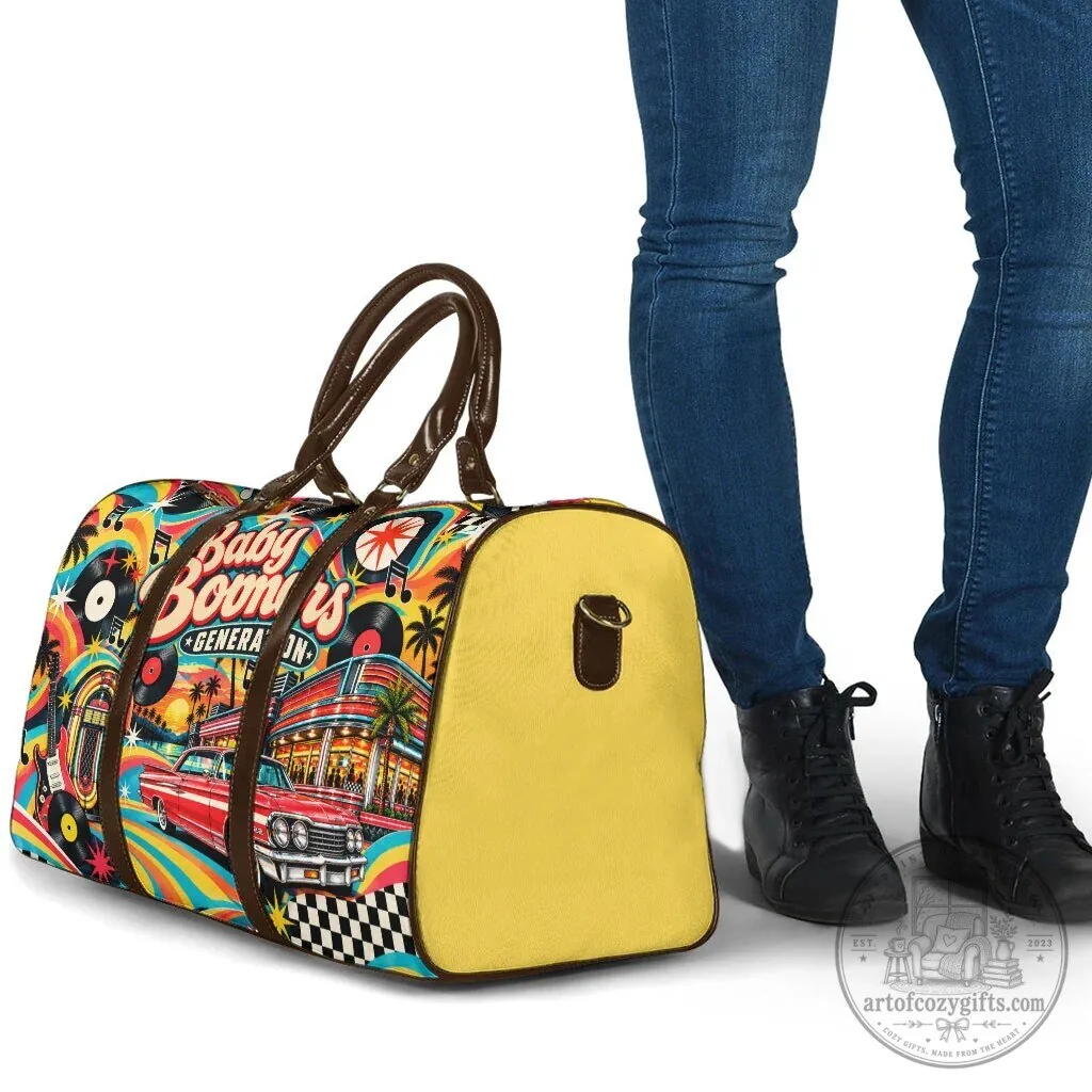 Baby Boomers Generation Vintage Retro Classic Car And Vinyl Records Travel Bag 8 Baby Boomers Generation Vintage Retro Classic Car And Vinyl Records Travel Bag