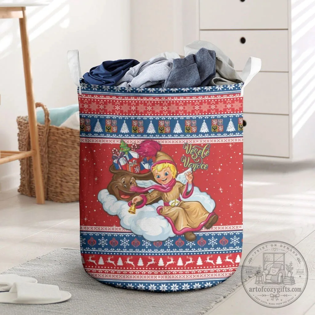 Czech Republic Christmas Jezisek Vesele Vanoce Holiday Laundry Basket