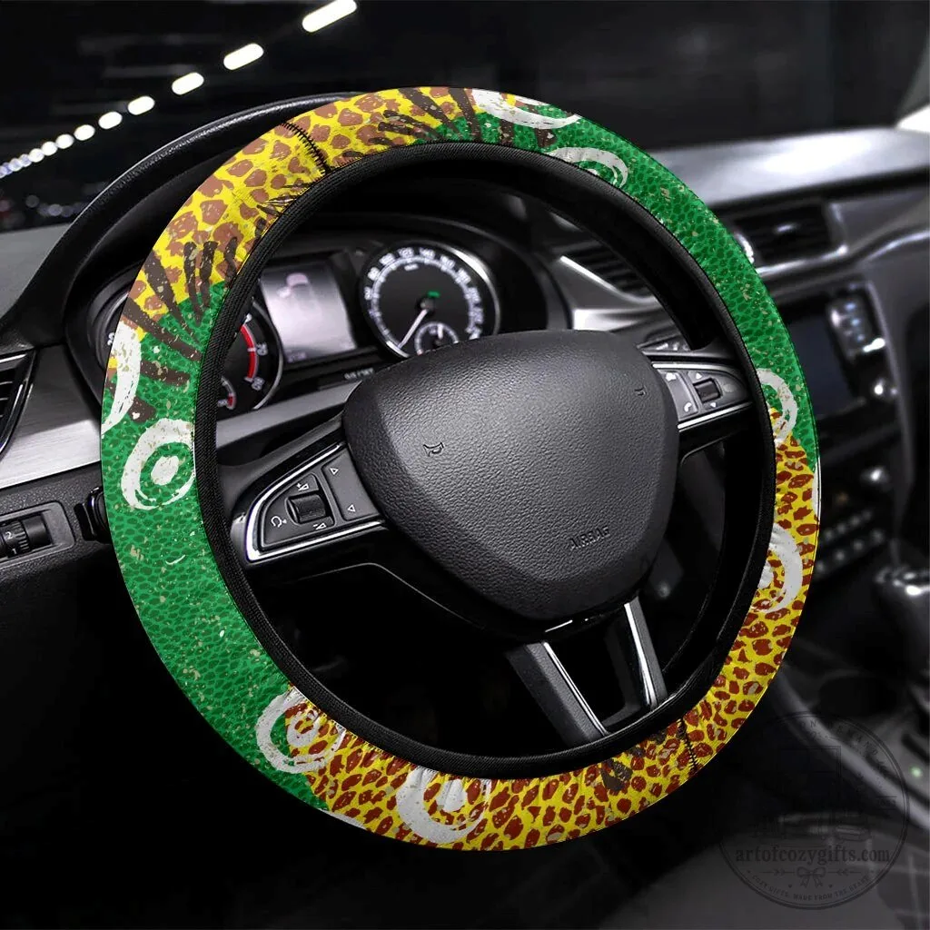 African Tribal Animal Print Heritage Pattern Car Steering Wheel Cover