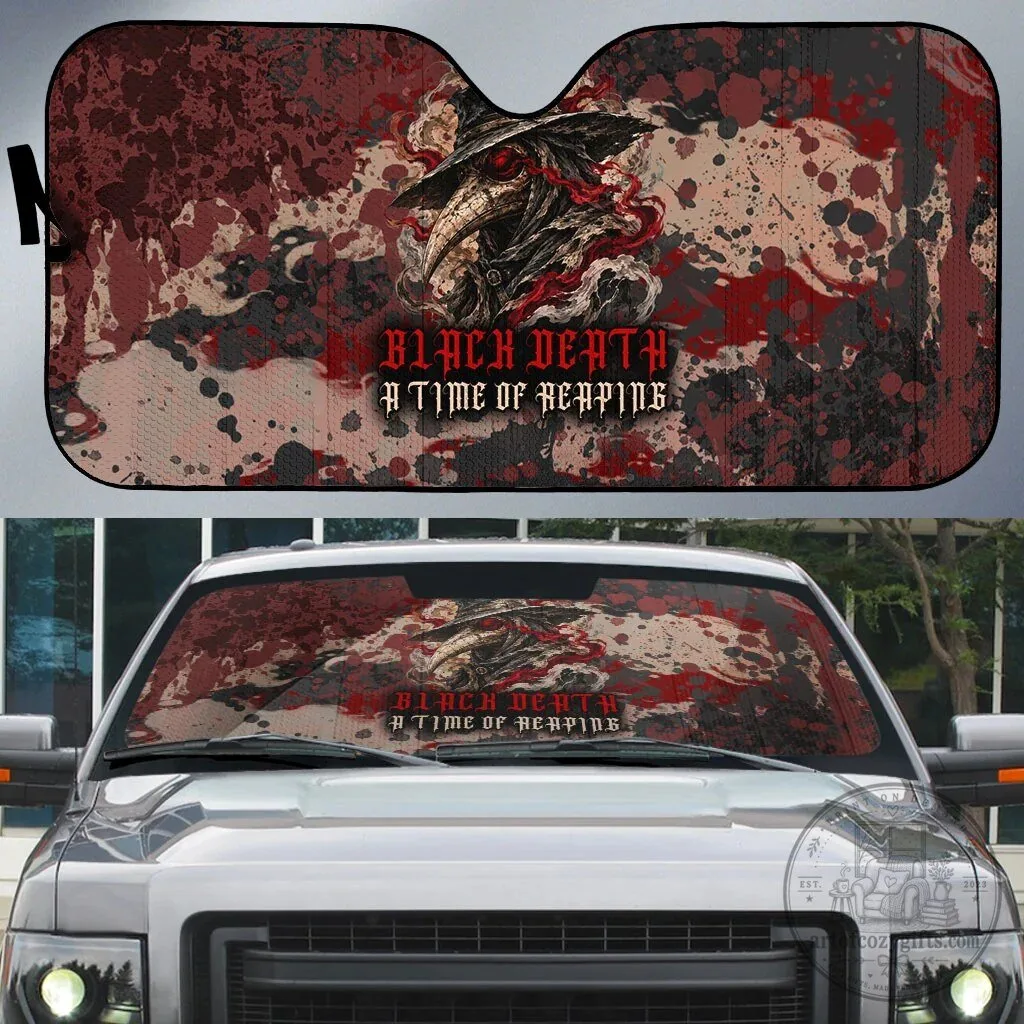 Black Death A Time Of Reaping Grim Reaper Plague Doctor Car Sunshade