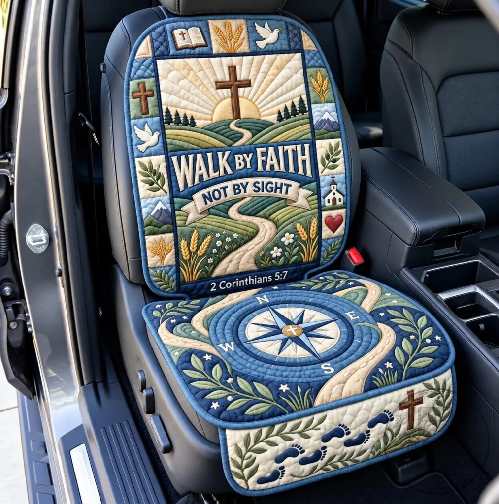 Walk By Faith Not By Sight Christian Quilted Car Seat Cover Protector