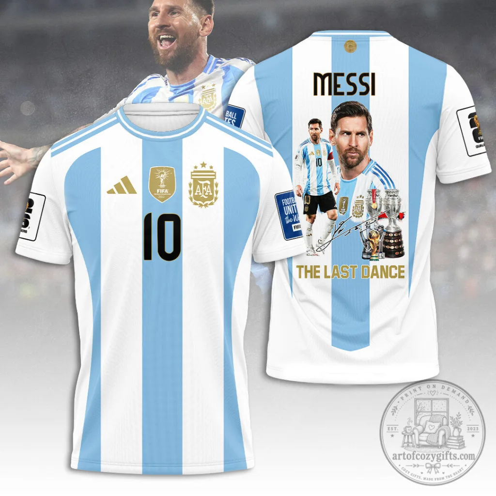 Lionel Messi Argentina National Football Team World Cup Champions Jersey