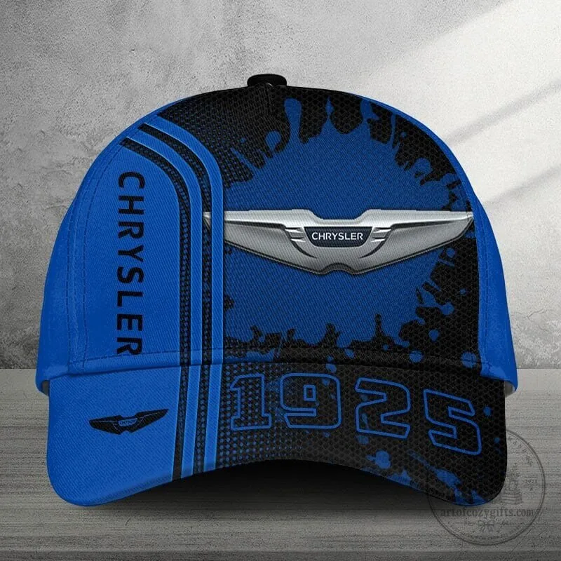 Chrysler 1925 Logo Blue Black Splatter Pattern Baseball Cap Hat