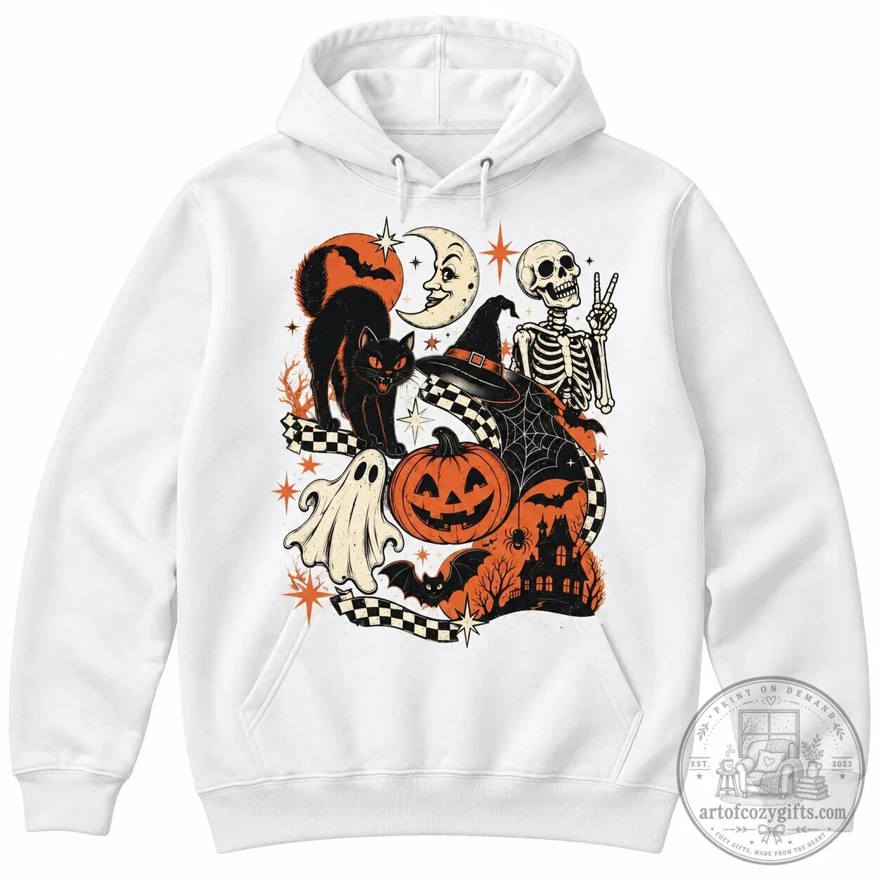 Retro Halloween Black Cat Ghost Skeleton Moon Pumpkin Spooky Vintage T-Shirt 15 Retro Halloween Black Cat Ghost Skeleton Moon Pumpkin Spooky Vintage T-Shirt