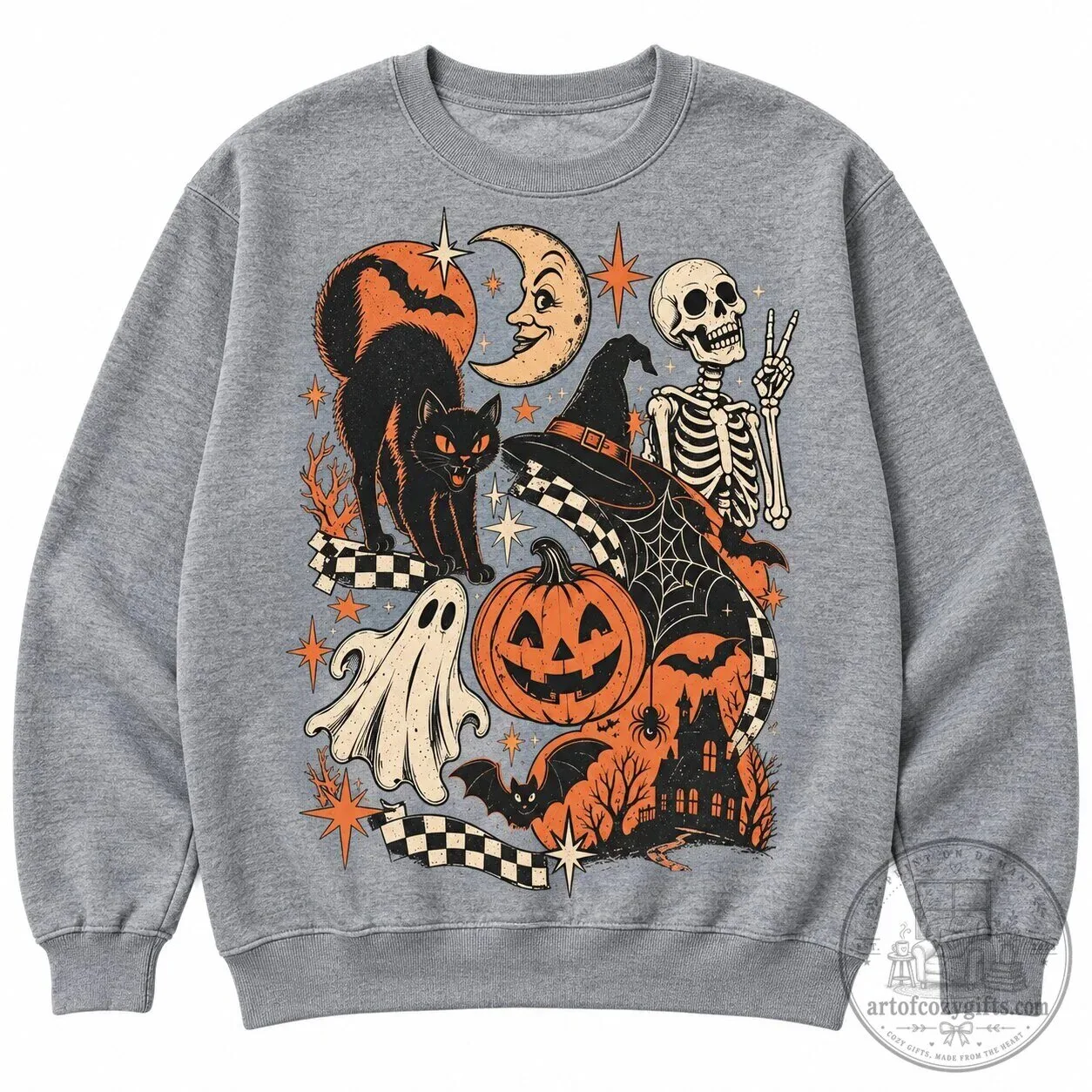 Retro Halloween Black Cat Ghost Skeleton Moon Pumpkin Spooky Vintage T-Shirt 16 Retro Halloween Black Cat Ghost Skeleton Moon Pumpkin Spooky Vintage T-Shirt