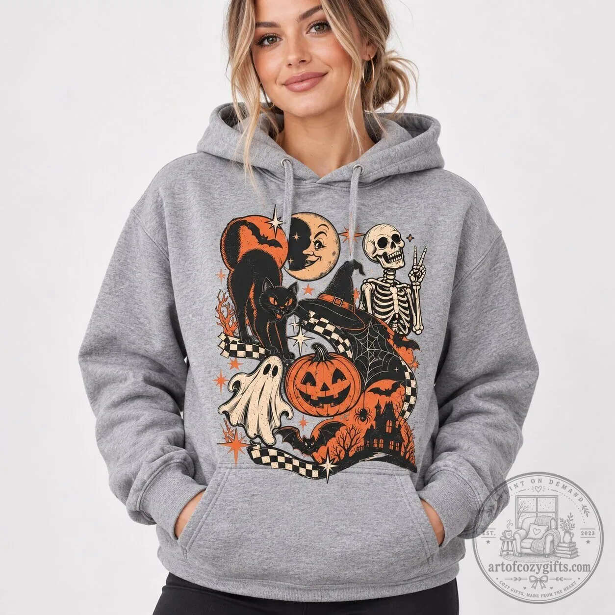 Retro Halloween Black Cat Ghost Skeleton Moon Pumpkin Spooky Vintage T-Shirt 17 Retro Halloween Black Cat Ghost Skeleton Moon Pumpkin Spooky Vintage T-Shirt