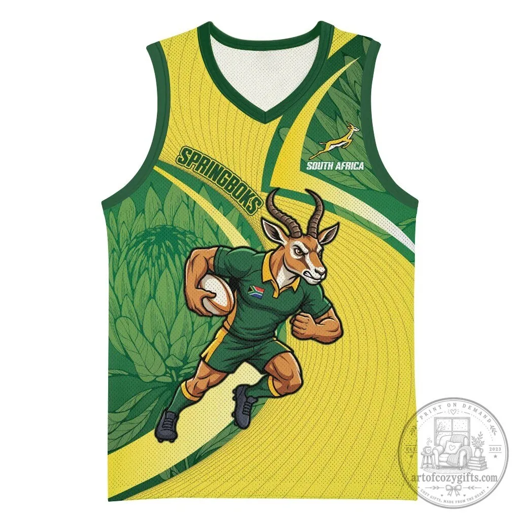 South Africa Springboks Rugby Team Mascot Running Sports Tank Top