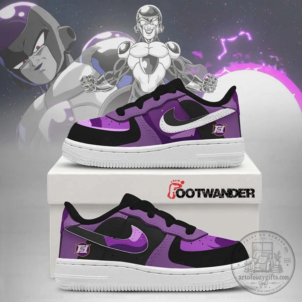 Dragon Ball Z Frieza Custom Embossed Logo Purple and Black Sneakers