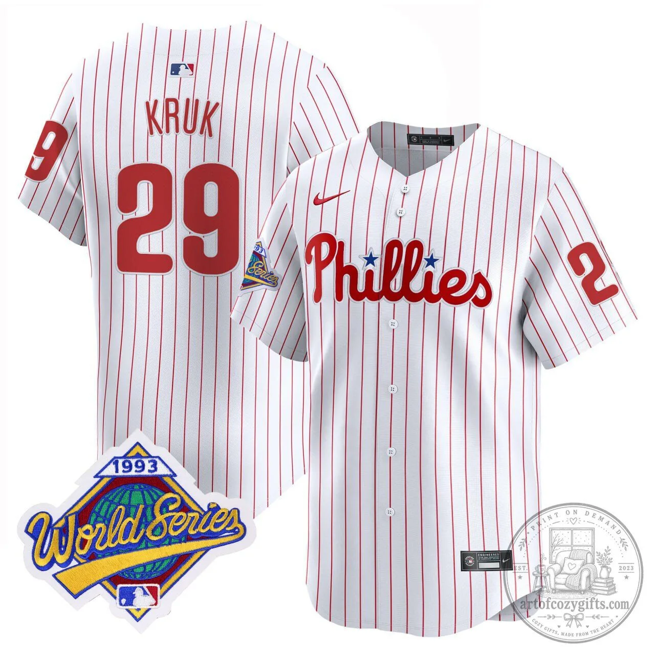 Philadelphia Phillies 1993 World Series John Kruk Baseball Jersey