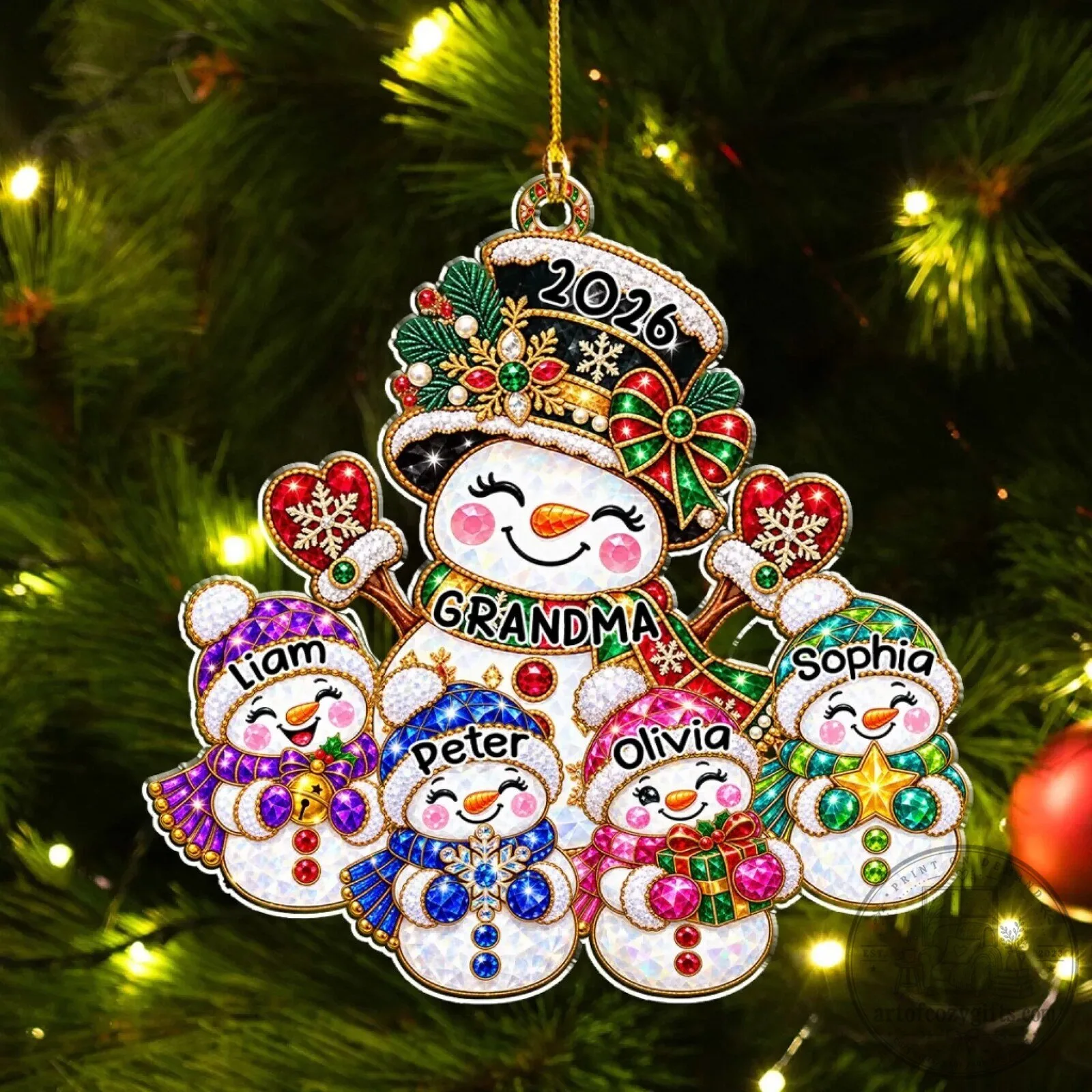 Personalized Snowman Family Christmas Tree Ornament