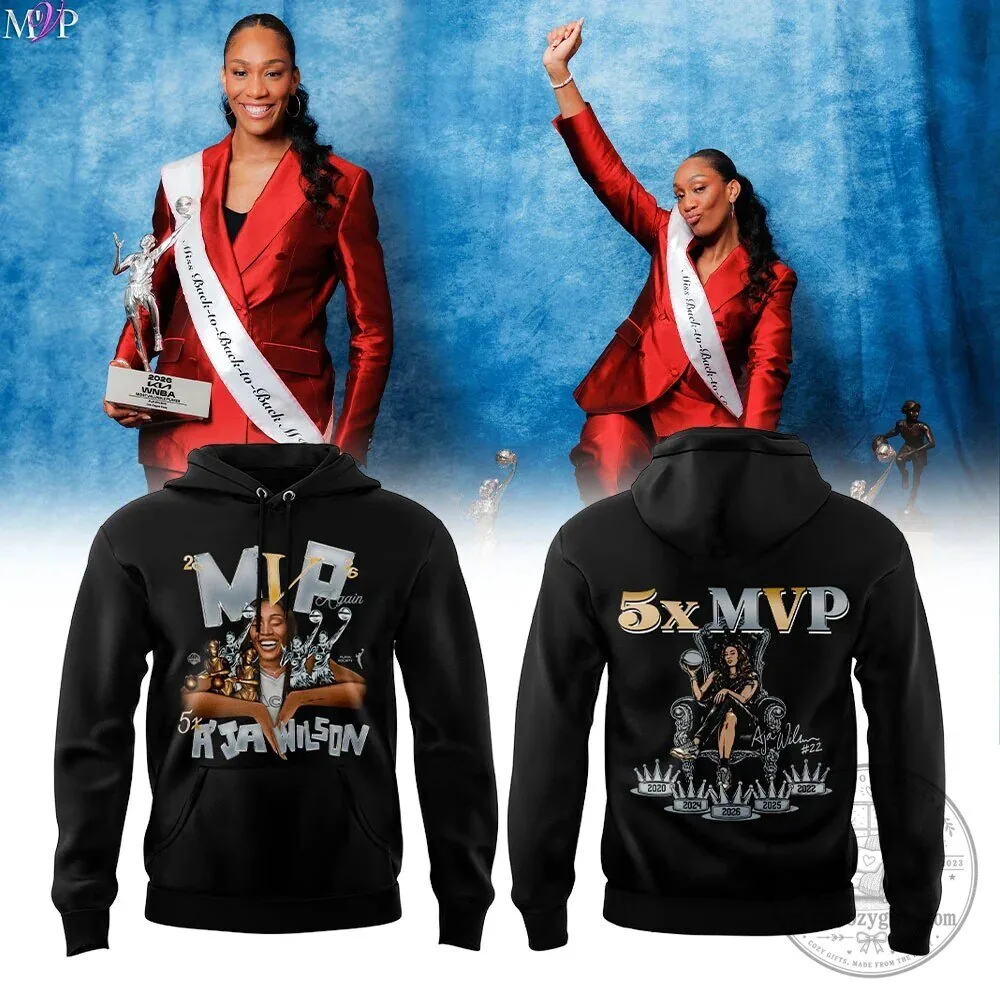 A'ja Wilson Five-Time Most Valuable Player Black Basketball Fan Hoodie